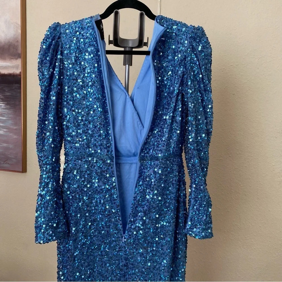 Mac Duggal blue sequin gown dress size‎ 2new without tags - Picture 9 of 16